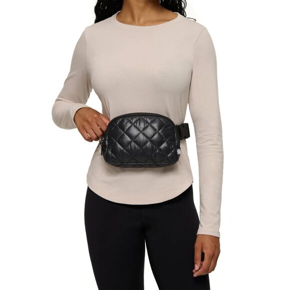 Lolë Unisex Quilted Belt Bag Black Adjustable Strap - Picture 3 of 7